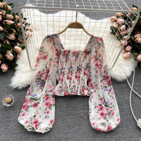 

women's blouses & shirts blouse women autumn fashion square collar silk shirt vintage white lady long sleeves female loose street