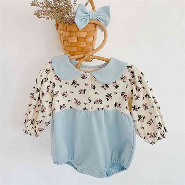 

spring autumn doll collar infant baby girls printing rompers clothing kids girl long sleeve clothes 210521, White