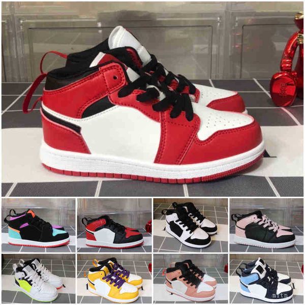 

boys 1 basketball shoes children boy girl bred black red white sneakers size 26-35r1d1