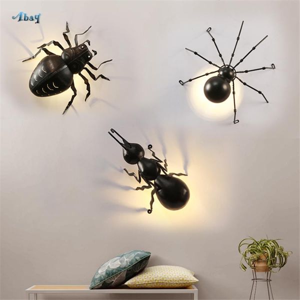 

wall lamps industrial decor spider ant beetle shape for bar living room april fool 's day gift iron art led insects lights