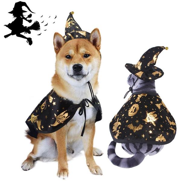 

cat costumes halloween dog cape wizard hat decorative themed pet wearing festival supplies accessories for small medium breed he