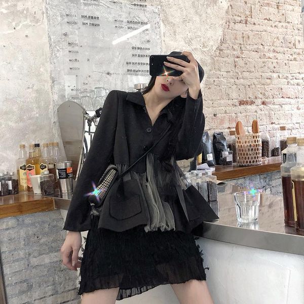 

blouse women shirt mesh stitching ladies bl059 women's blouses & shirts, White