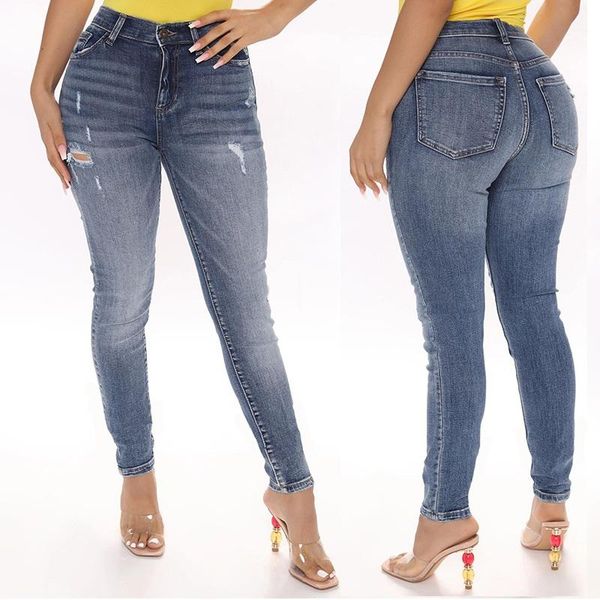 

summer low waist ripped spandex women's jeans qtn871, Blue