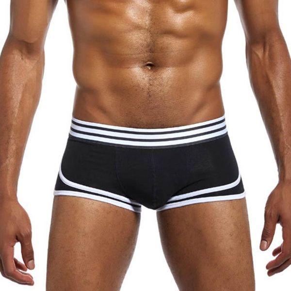 

underpants men's soft boxer shorts gay underwear trunks cueca cotton fashion print man home, Black;white