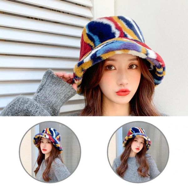 

wide brim hats couple hat multicolor plush lightweight bucket for daily life, Blue;gray