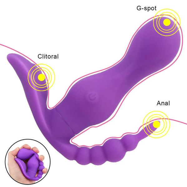 Massageartikel G-Punkt-Vagina-Massagegerät Vibrierendes Höschen Anal-Klitoris-Stimulator 10 Geschwindigkeiten Drahtlose Fernbedienung Tragbarer Dildo-Vibrator Sexy