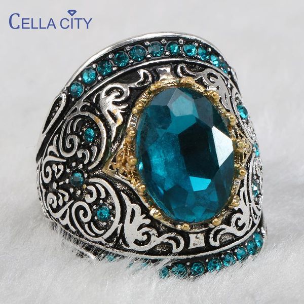 

cluster rings cellacity luxury design sapphire ring for women silver 925 jewelry gemstones trendy engagement party female accessory wholesal, Golden;silver