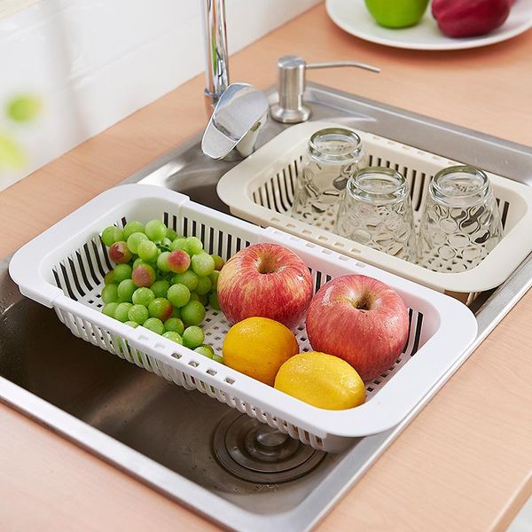 

kitchen storage & organization sink drain rack plastic tableware shelf home dish vegetable plate flexible basket