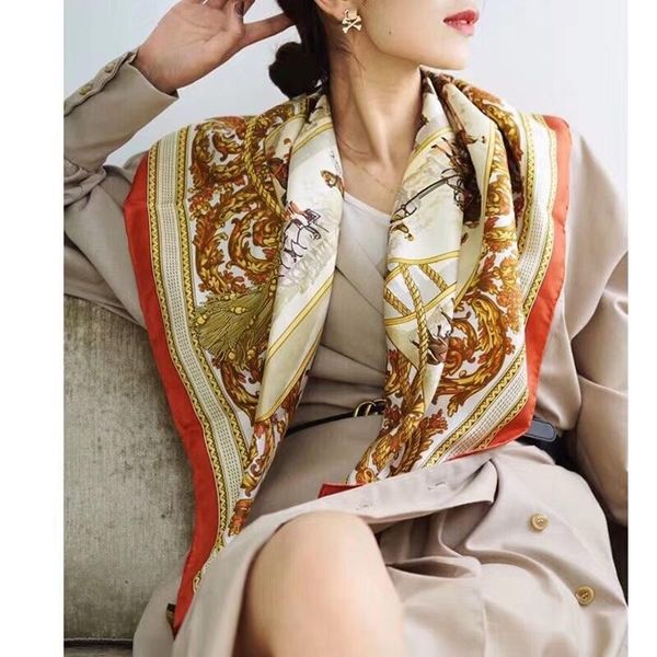 

scarves 100% silk scarf hijab head women fashion square shawl foulard 35", Blue;gray