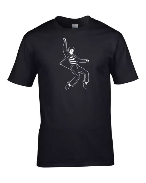 

elvis presley- the king of rock n' roll - swinging hips men's t-shirt, White;black