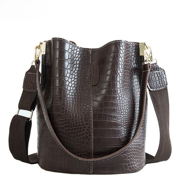

ansloth crocodile crossbody bag for women shoulder brand designer bags luxury pu leather bucket handbag hps405 cross body