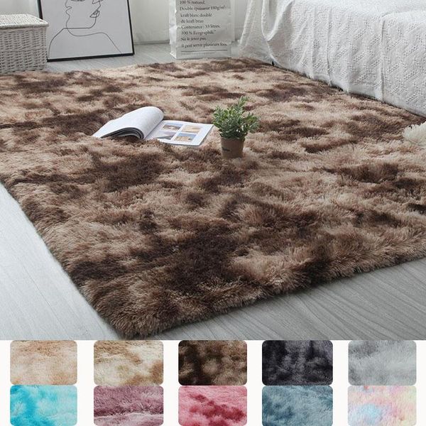 

nordic fashion style fluffy non-slip dyed carpet living room / bedroom black gray pink blue large size hair rugs carpets