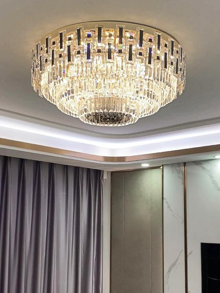 

modern minimalist crystal ceiling lamp luxury atmosphere household led round living room bedroom lights