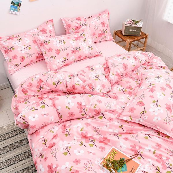 

bedding sets sakura printed aloe cotton quilt cover pillow case bed sheet bedroom breathable single double king  set oceania