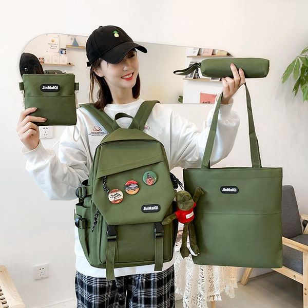 

school bags fashion women backpack solid color student book canvas schoolbag teenager girls rucksack kawaii