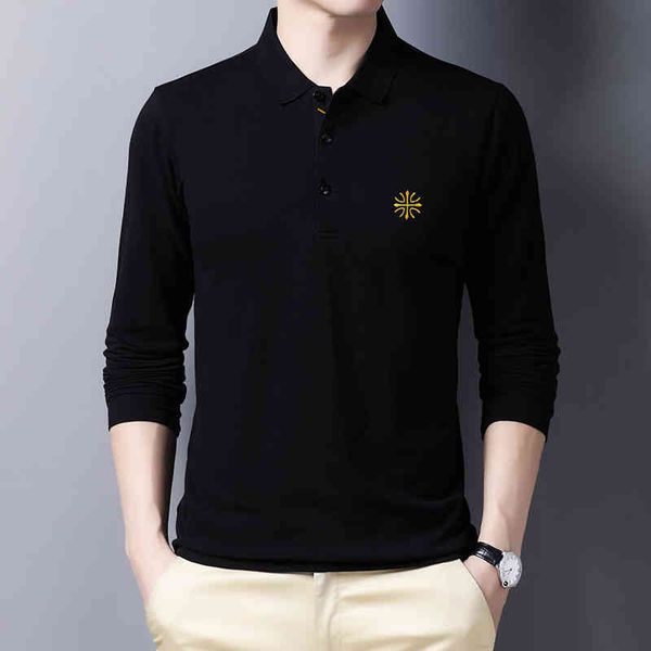 

ymwmhu - men's long sved korean fashion clothing, casual polo, with three-dimensional pattern, tight top, White;black