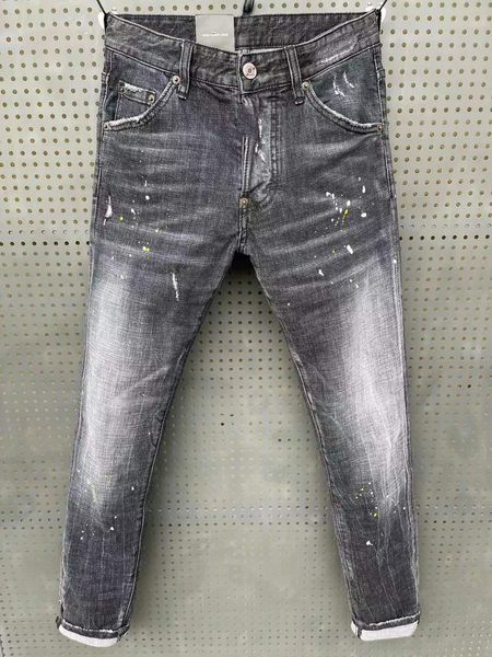

2021 new men's jeans, black-gray washed jeans, washed micro-elastic small feet, self-cultivation casual, paint trendy designer, Blue