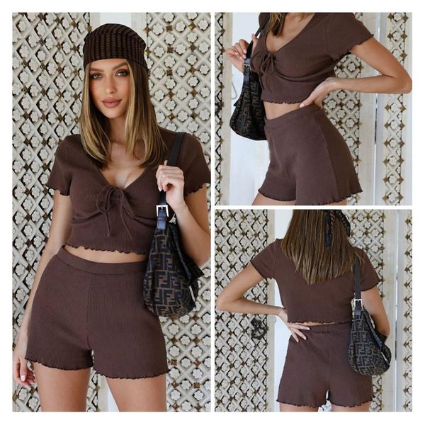 

yoga outfit women casual shorts set workout tracksuit gym fitness suit sports drawstring crop cycling running sportswear