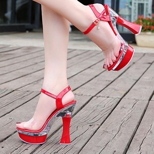 

sandals nightclub cross-dressing thick heel women model t-stage show platform car large size high, Black