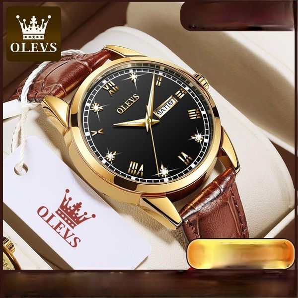 

wristwatches double calendar quartz watch waterproof men men's, Slivery;brown