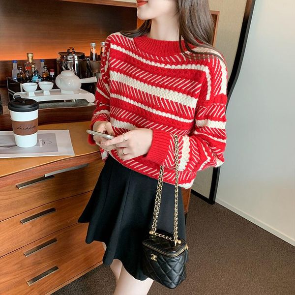 

women's sweaters loose and gentle wind day fasten all-match foreign style retro sweater female languorous is knit inside build bottom s, White;black