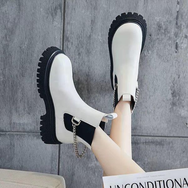 

boots women's solid color metal decoration platform non-slip comfortable waterproof 2021, Black