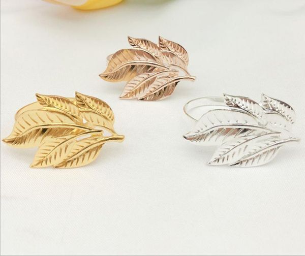

10pcs/lot tree leaf napkin ring metal el restaurant buckle table decoration rings