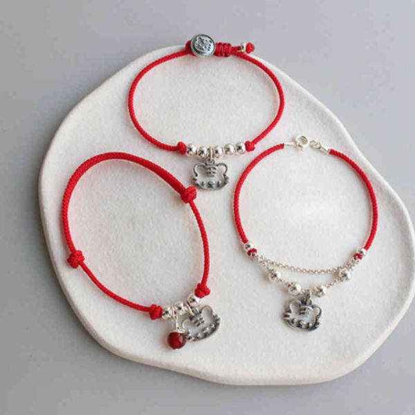 

la monada 13-18cm tiger red thread for hand 925 sterling silver bracelet women rope bracelets 925, Golden;silver