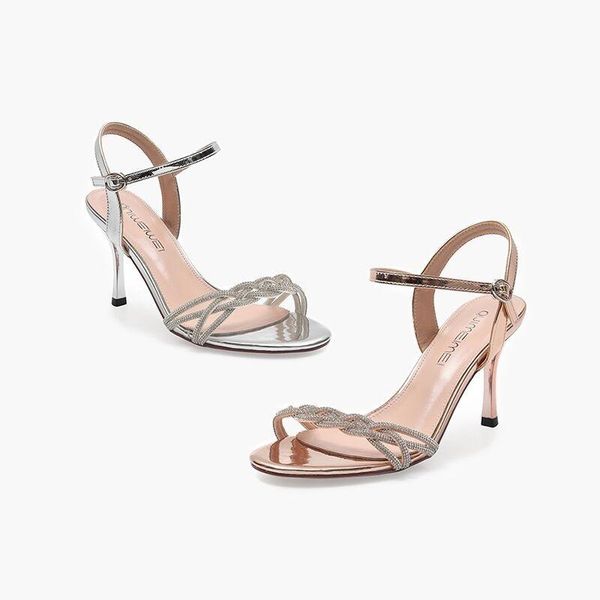 

mature women's sandals fashionable and elegant cross vamp high-heeled all-match outer wear temperament, Black