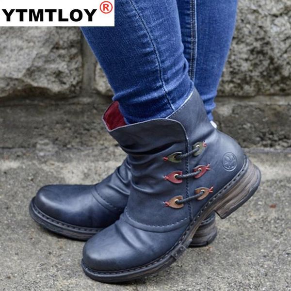 

boots women pu plus size zipper winter ankle blue autumn ladies casual sewing shoes platform high heel, Black