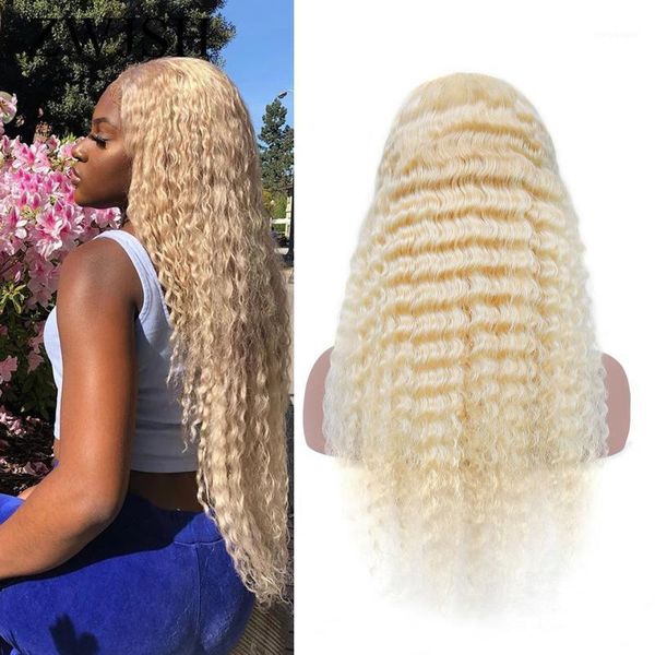 

part lace 613 deep wave wig front human hair wigs for women blonde remy india1, Black;brown
