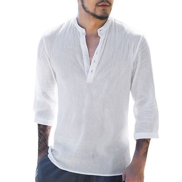 

white shirt mens stand collar half sleeve casual men shirts solid v-neck camisa work daily streetwear oversized chemise homme 210524, White;black