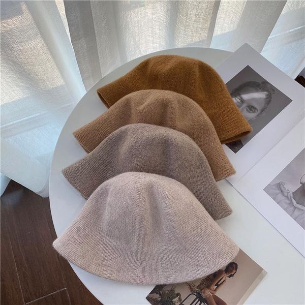 

fashion women wool hat lamb hair beige winter warm female cap faux fur bucket for sunscreen sun fisherman's wide brim hats, Blue;gray
