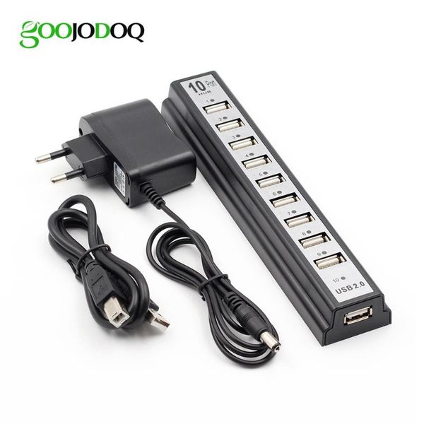 

hubs 10 port usb 2.0 super hub high speed transmission (480mbps) with eu/us power adapter sharing switch for pc/lap50pcs