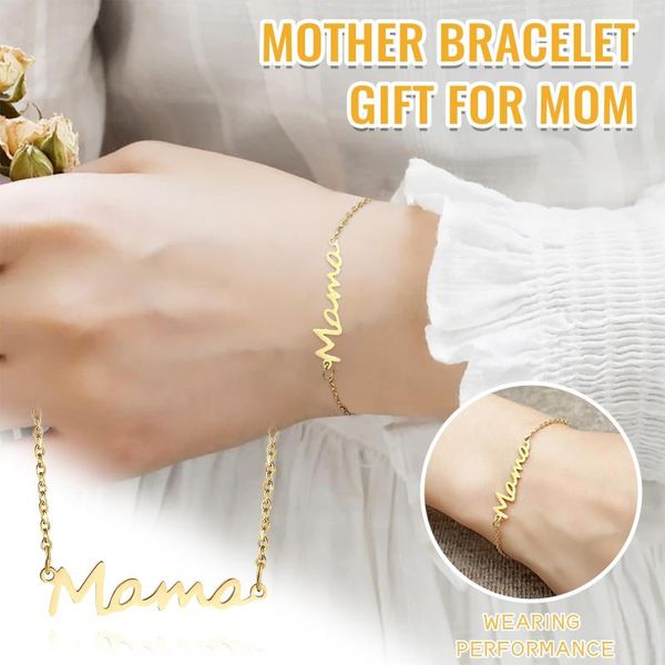 

bangle simple design mama stainless steel letter bracelet mother's day series women's jewelry gifts, Black
