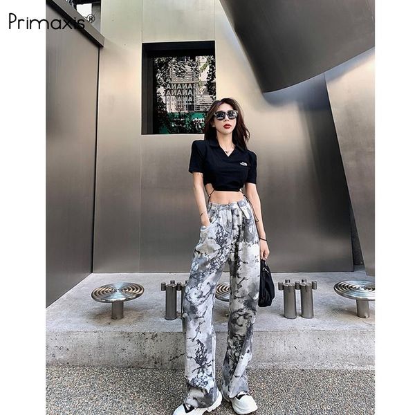 

women's jeans primaxis streetwear flares jean femme baggy wide leg pantalones woman high waist pantalons capris de mezclilla, Blue