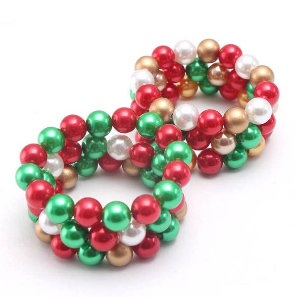 

girls bracelet jewelry childrens accessories pearl christmas children abs beads b7923, Red;brown