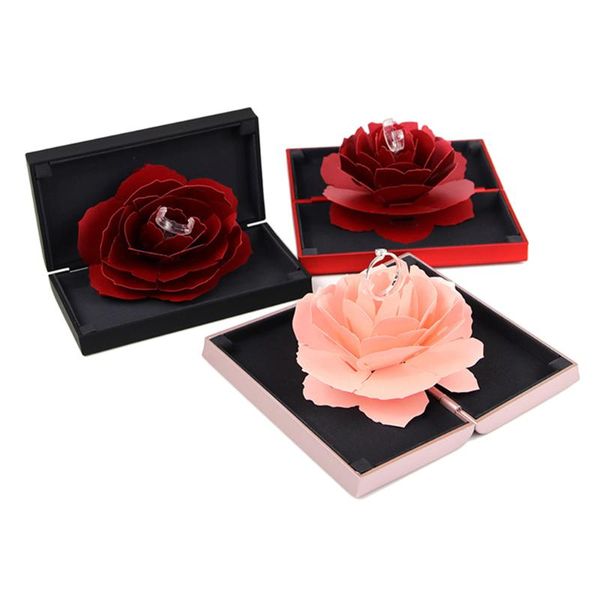

gift wrap 1pc foldable rose ring box jewelry creative display boxes for rings valentine's day wedding party decor