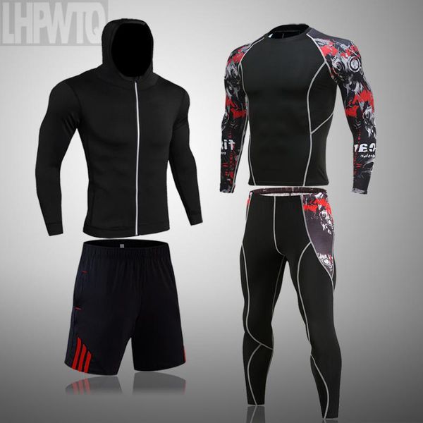 

men's tracksuits brand compression sport suits quick running sets leggings sports jogging training gym fitness set mma, Gray
