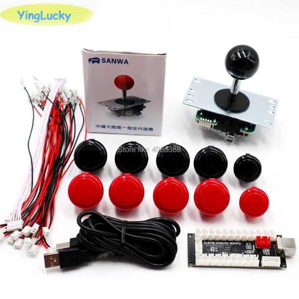 

game controllers & joysticks arcade joystick diy kit, sanwa 8yt,obsf 24mm, kit,usb pc encoder, for mame raspberry pi 3b