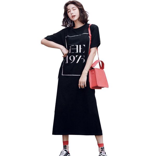 

maternity dresses camel ,black letter pattern print long dress loose casual for pregnancy women 2021 plus size clothes, White