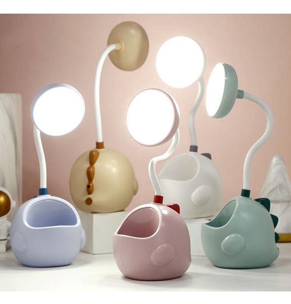 

table lamps led lamp usb rechargeable flexible desk with pen holder cute dormitory eye protection reading light bedside