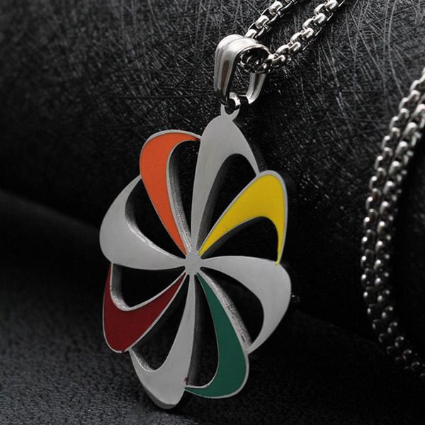 

men necklace windmill pendant stainless steel steampunk statement big jewelry 2021 chain on the neck wholesale necklaces, Silver