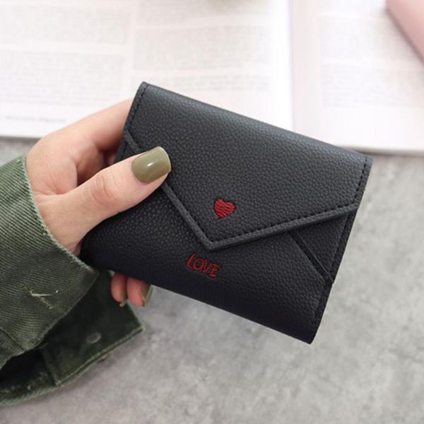 

wallets aelicy 2021 lady short clutch wallet fashion small female purse coin card holder carteira feminina billetera mujer, Red;black
