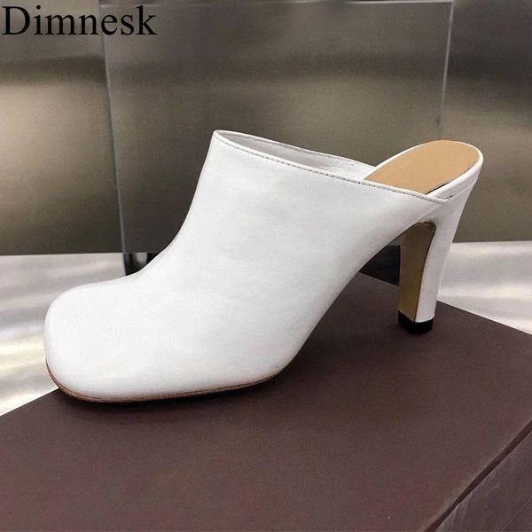 

runway square toe high heels slippers women genuine leather deep mouth rome sandals spring party dress shoes for ladies, Black
