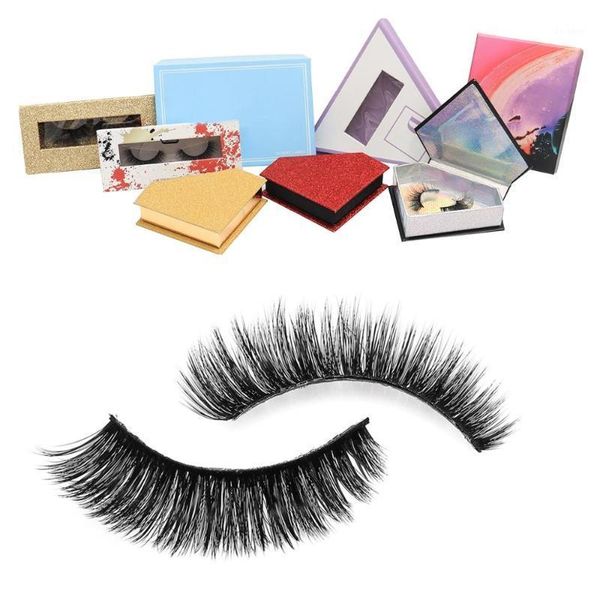 

attractive wholesale natural false eyelashes with eyelash packaging box custom1