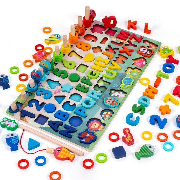 Educational Math Blocks Spielzeug Lehrmittel Figur Matching Puzzle Vorschule Geometrie Digitales Spielzeug Kinder Geschenk W0