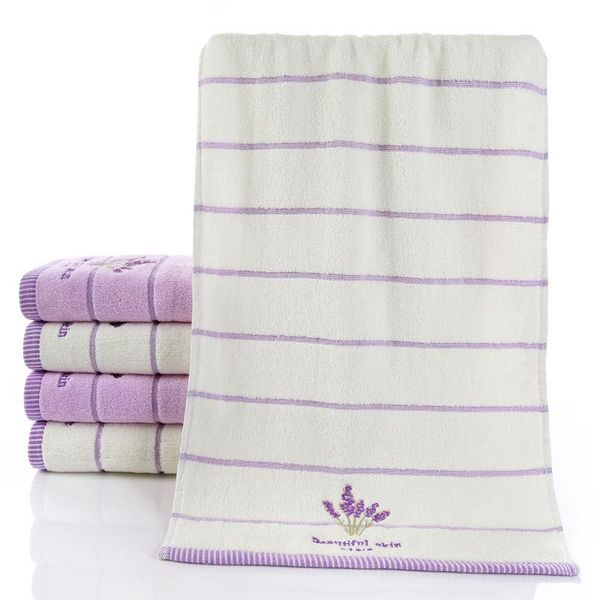 

towel quick-drying 100% cotton thicken stripe face towels lavender pattern absorbent hand terry 1pc