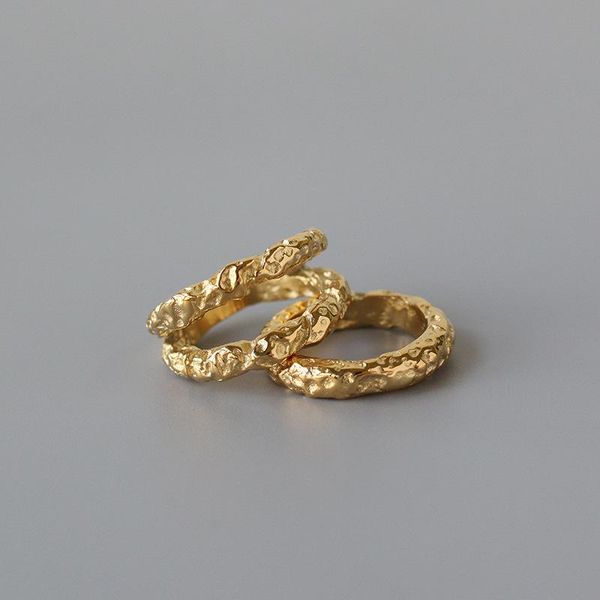 

cluster rings amaiyllis 18k gold irregular branch texture bumpy space ring for women party female bijoux jewelry, Golden;silver