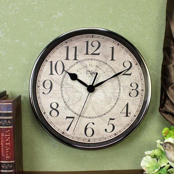 

wall clocks 12 inch metal retro silent home decoration clock